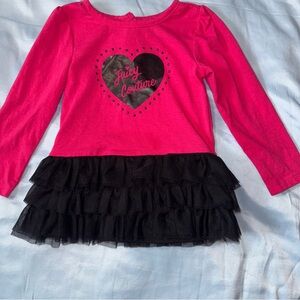 5/$20 Juicy Couture Pink and Black Kids' Ruffle Top